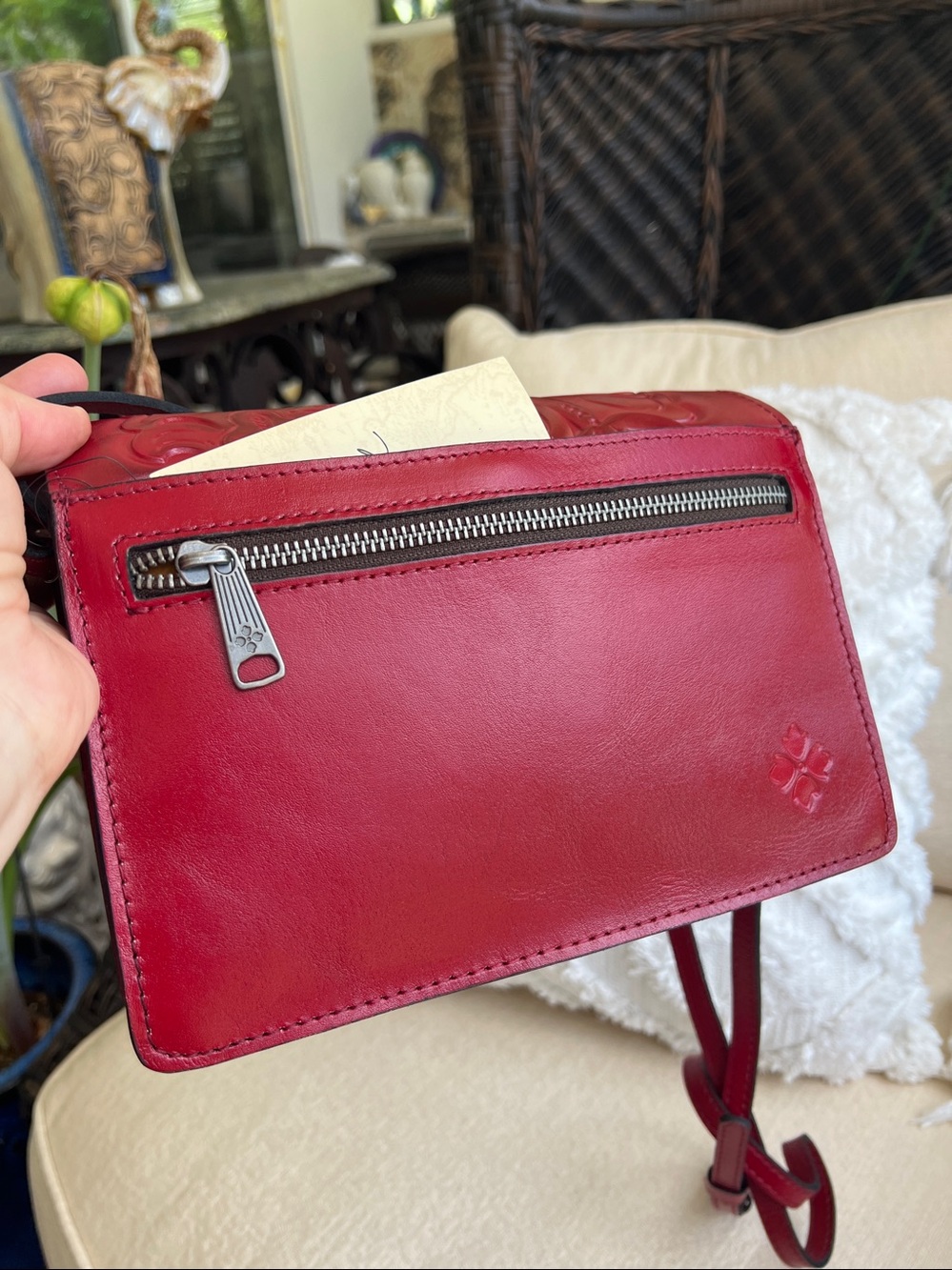 PATRICIA NASH Lanza tooled leather crossbody bag red NWT - Picture 5 of 17